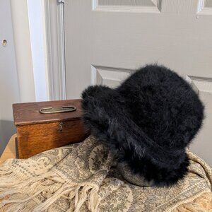 Capelli Vintage Rabbit Fur Blend Black Bucket Hat